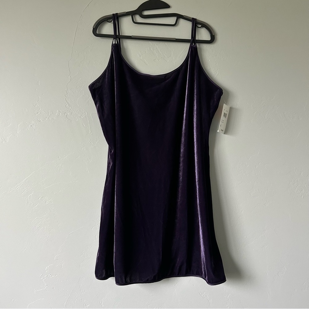 Vintage Deadstock Purple Velvet Slip Dress XL Whimsigoth Fairy Witchy Lingerie